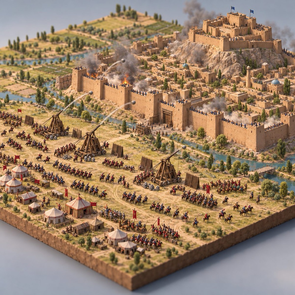 Diorama of the Mongol siege of Samarkand.