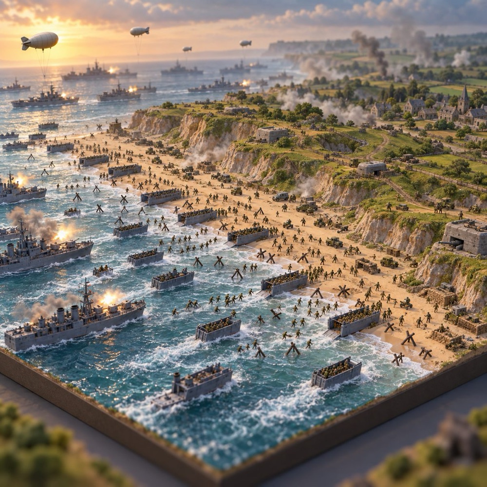 Diorama of the D-Day landings.